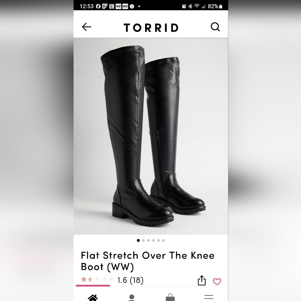 Torrid boot size 13ww, over the knee great condition, black and stretch.